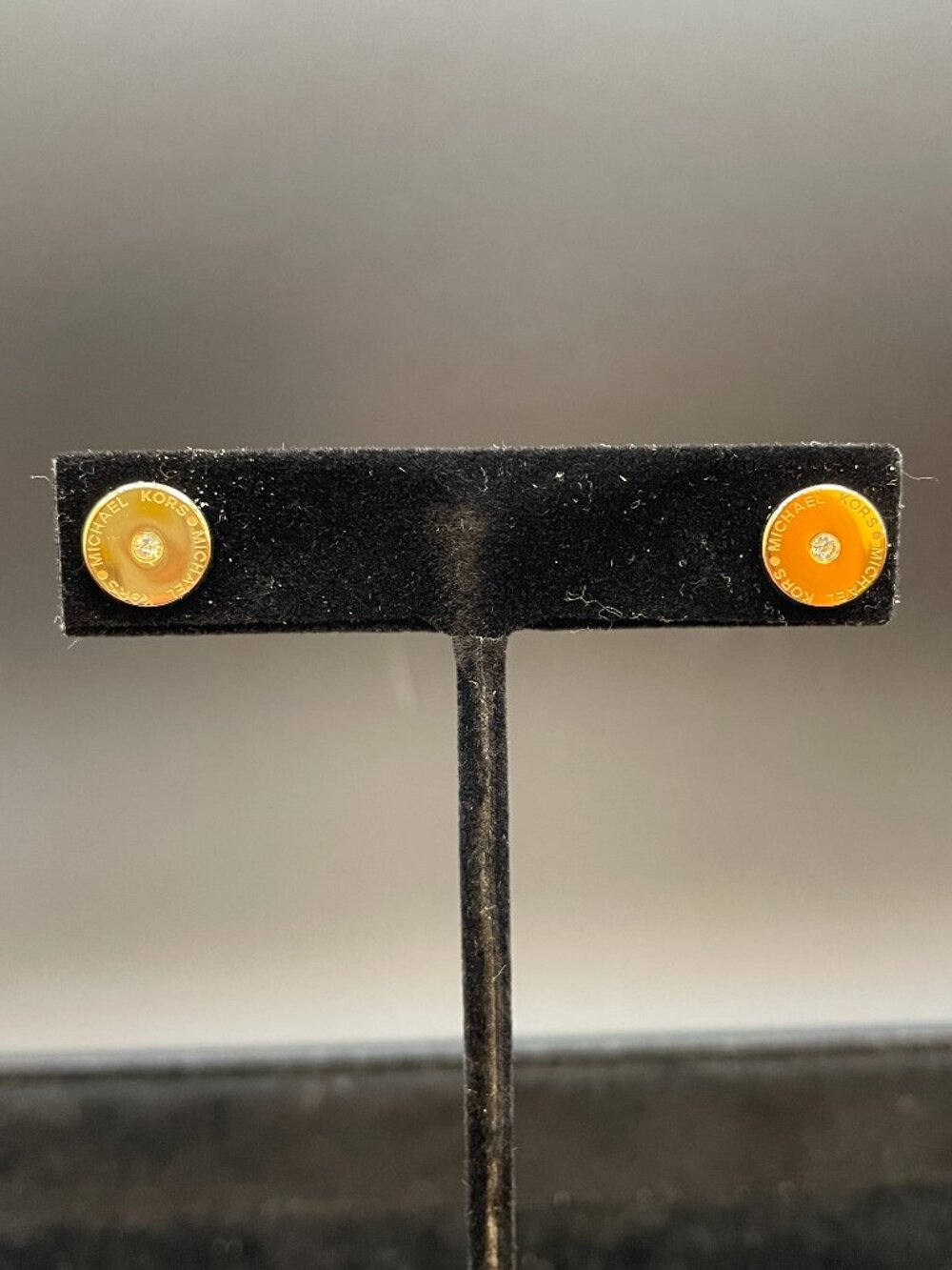 Michael Kors Gold Toned Button Logo Studs